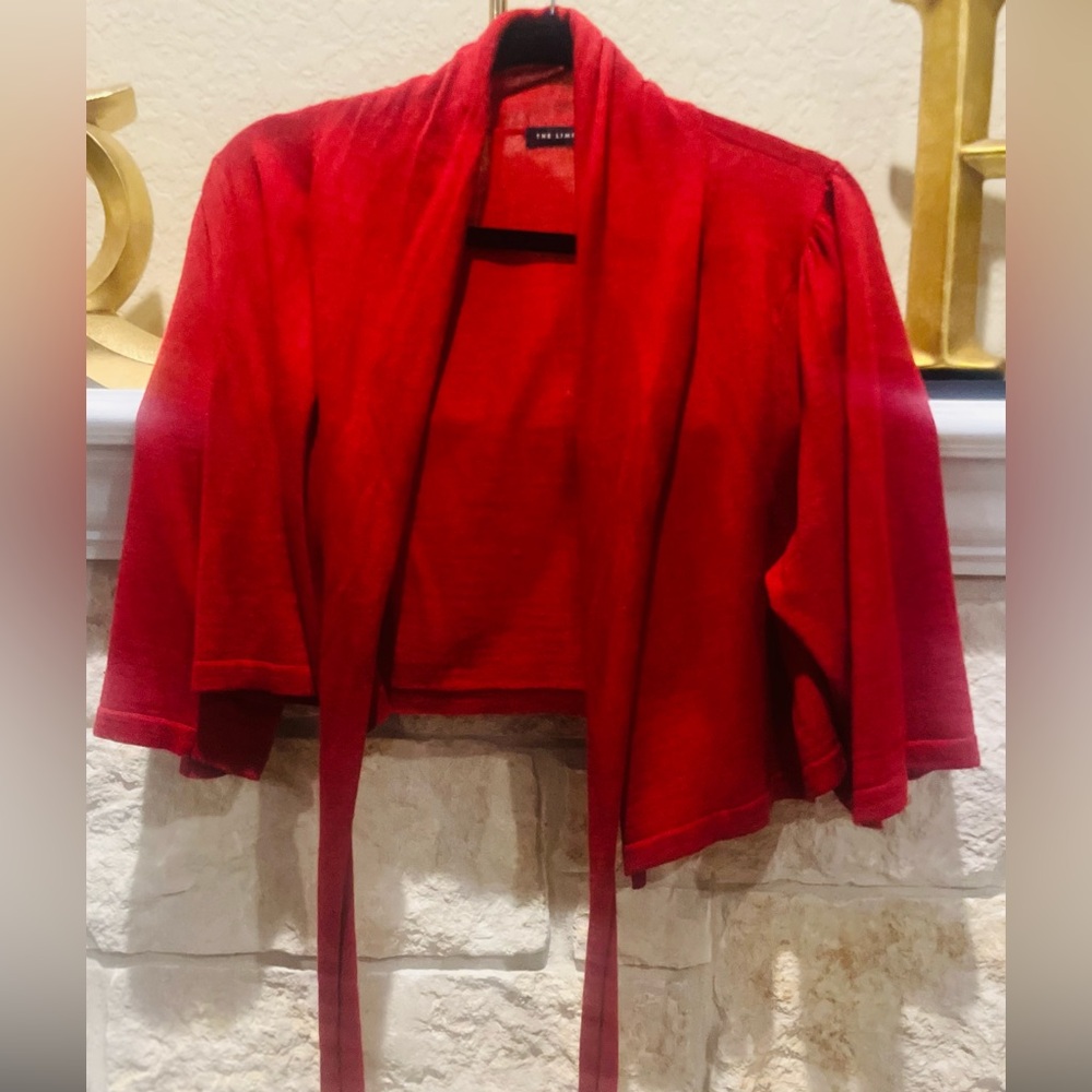 The Limited Vibrant Maroon Women's Cape Knit Shirt with Front Tie Size Large
